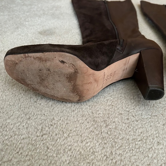 Antonio Melani Leather and Suede Boots Brown Zipper High Heel Women's Size 10 - Picture 9 of 12